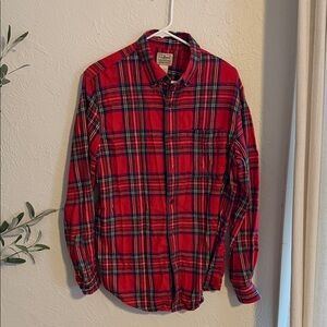 L.L. Bean Red and Green Plaid Men's Shirt